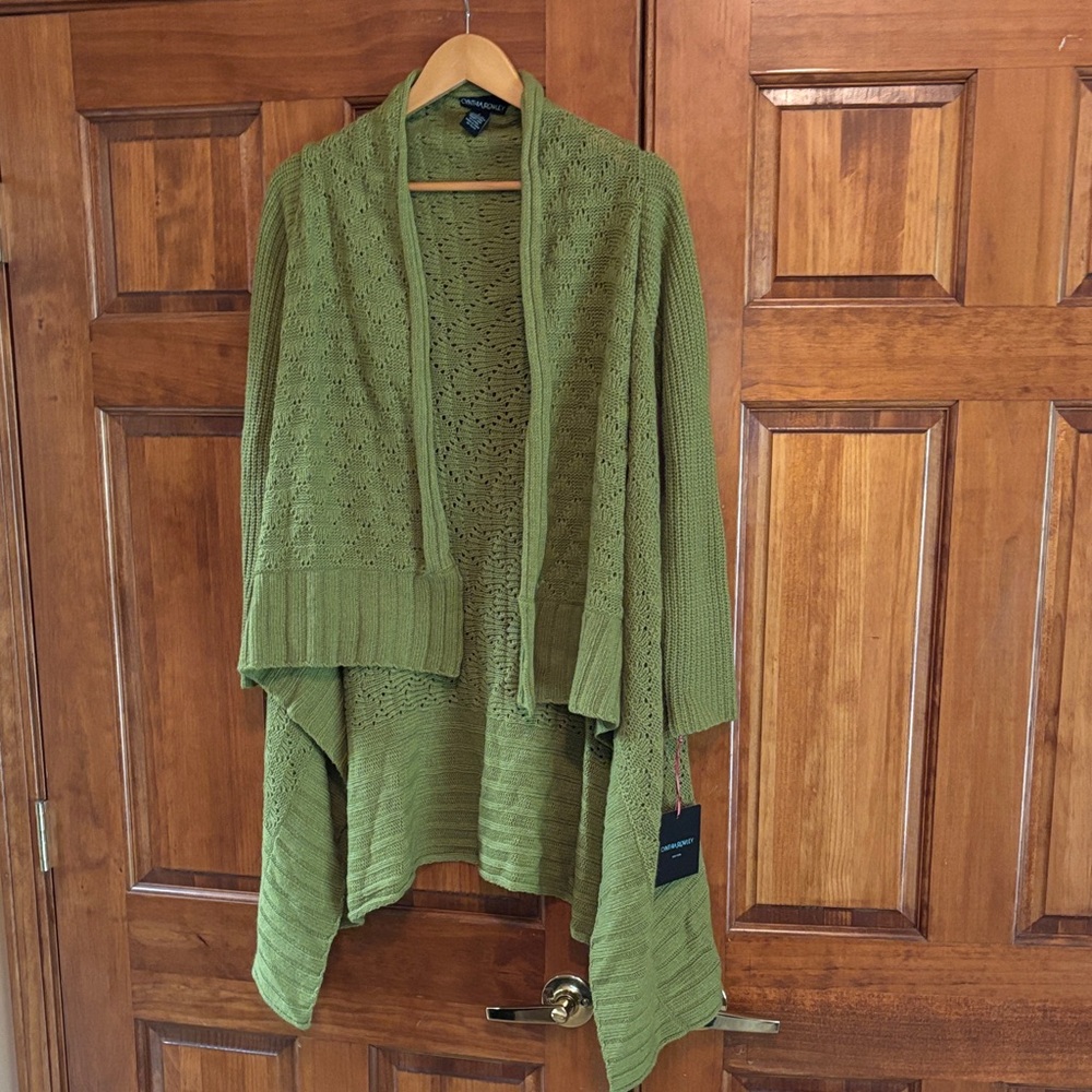 Cynthia Rowley Olive Green Open Cardigan